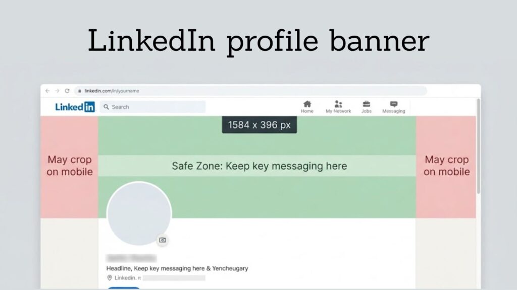 LinkedIn profile banner 1584 x 396 pixels safe zone guide