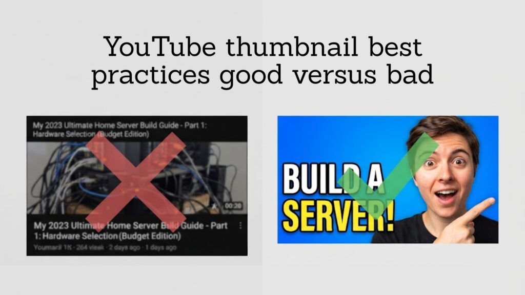 YouTube thumbnail best practices good versus bad example 1280 x 720 pixels