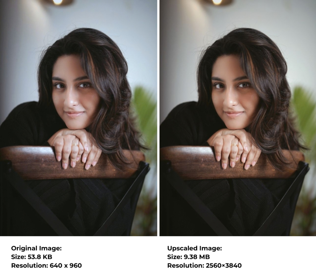 How to Upscale an Image Without Losing Quality: Best Free Image Upscaler 3 A girl's image upscaled live